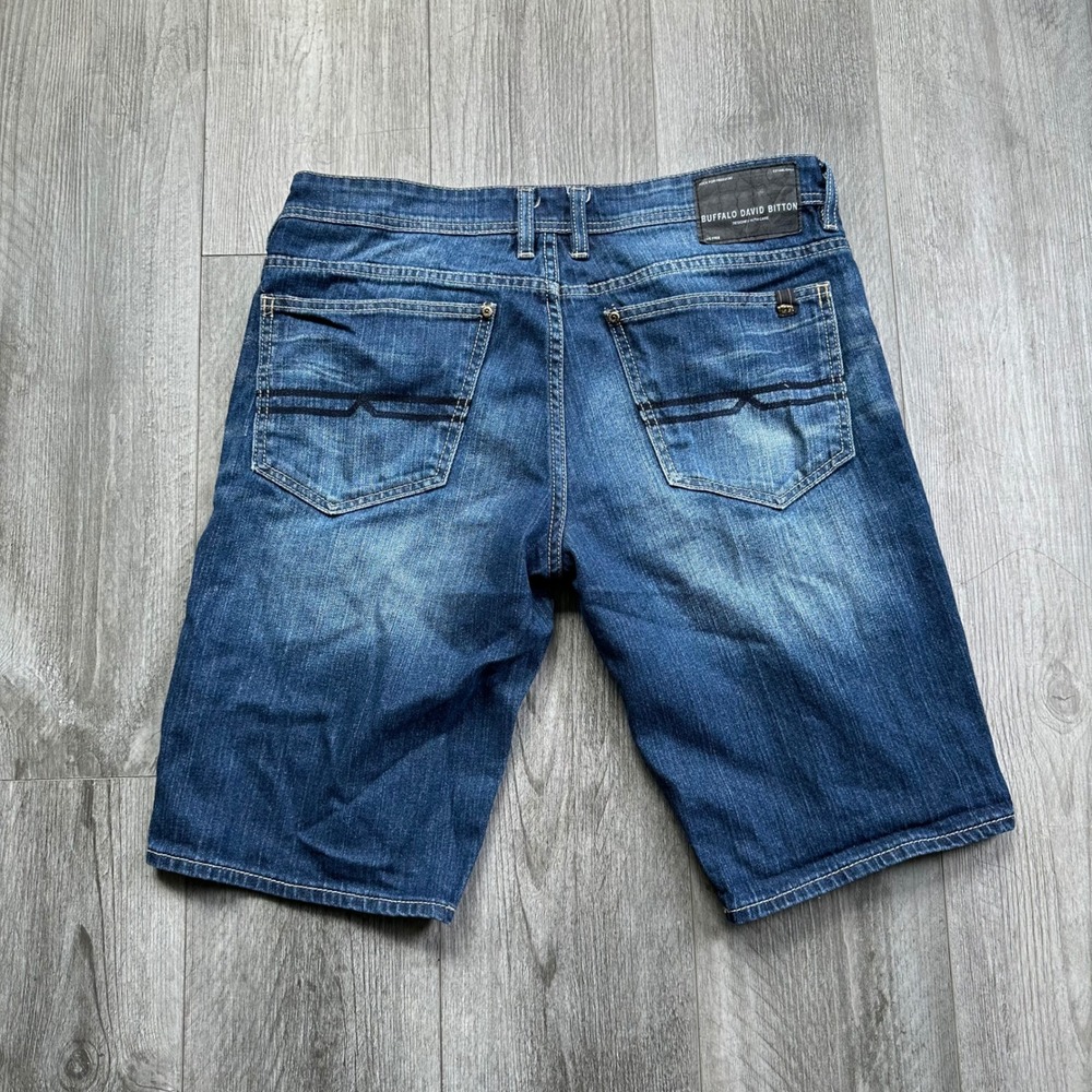 Y2K Buffalo David Bitton Evan-X Basic Denim Shorts Men's 32 Blue Distressed